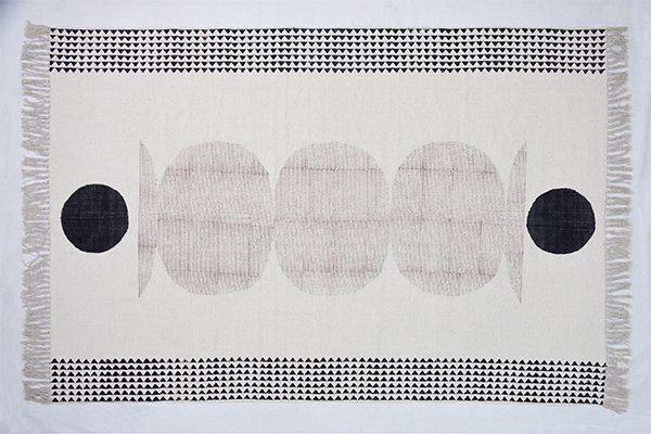 Geometric Cotton Rug Beige Flat weave Modern Area Rug Gift For Her - Image 2