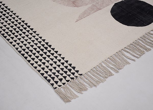 Geometric Cotton Rug Beige Flat weave Modern Area Rug Gift For Her - Image 4