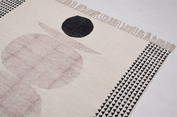 Geometric Cotton Rug Beige Flat weave Modern Area Rug Gift For Her - Image 5