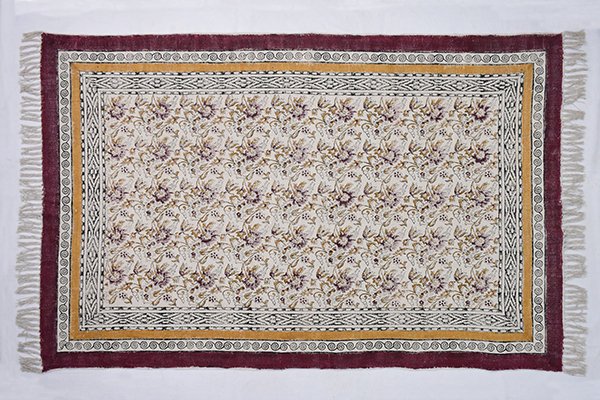 Floral Cotton Dhurrie Flat weave Modern Area Rug Bedroom Rug - Image 2