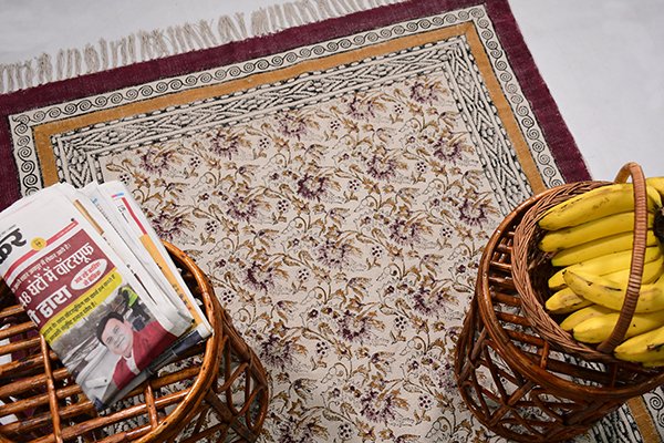 Floral Cotton Dhurrie Flat weave Modern Area Rug Bedroom Rug - Image 3