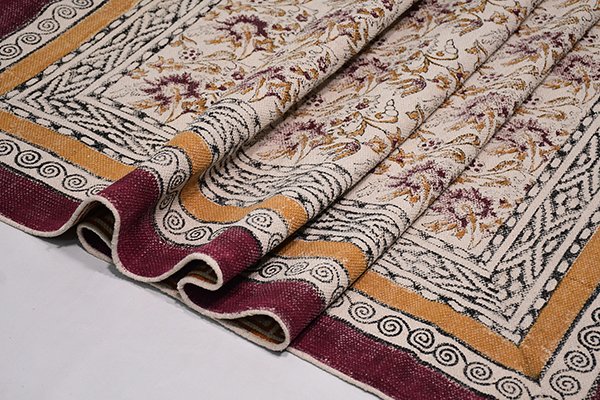 Floral Cotton Dhurrie Flat weave Modern Area Rug Bedroom Rug - Image 4