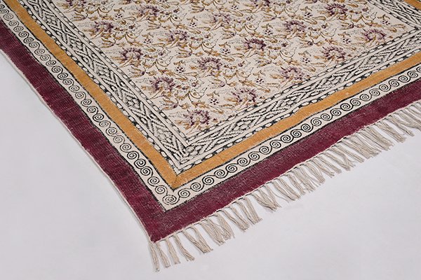 Floral Cotton Dhurrie Flat weave Modern Area Rug Bedroom Rug - Image 5