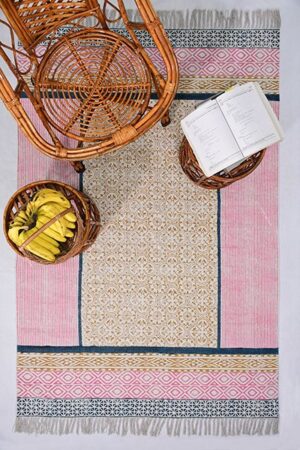Cotton Dhurrie Flatweave Rug Geometric Pattern Rug Floor covering Rug