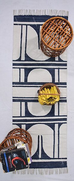 Blue cotton rug Block Printed Rug Cotton Rug Home Décor Rug Indoor rug, 4x6 6x9 9x12