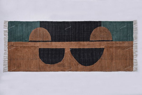 Block Printed Rug Brown Black Rug Cotton Dhurrie Home Décor Rug Living Area Rug - Image 2