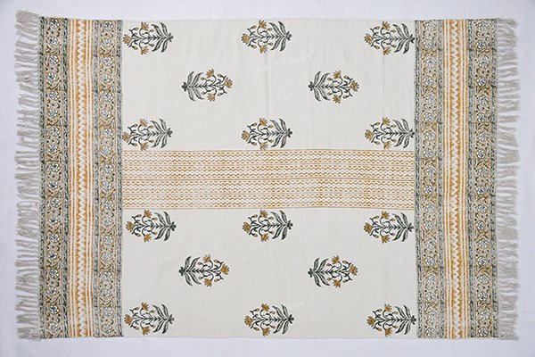 Floral Pattern Rug Large Area Rug Home Décor Dhurrie Block Printed Rug Custom Area Rug - Image 2