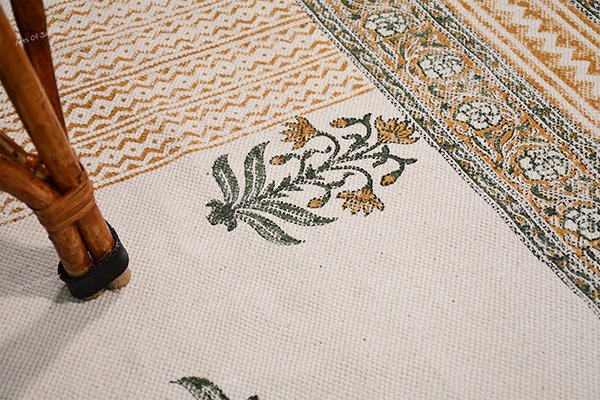 Floral Pattern Rug Large Area Rug Home Décor Dhurrie Block Printed Rug Custom Area Rug - Image 3