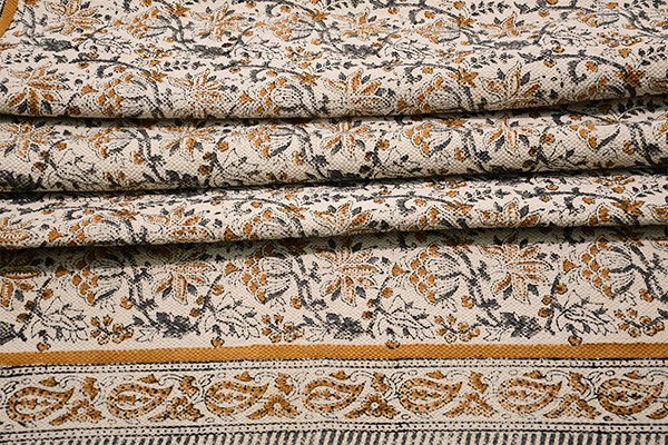 Green Yellow Mustard Rug Cotton Dhurrie Home Décor Area Rug Block Printed Rug - Image 4