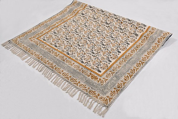 Green Yellow Mustard Rug Cotton Dhurrie Home Décor Area Rug Block Printed Rug - Image 5