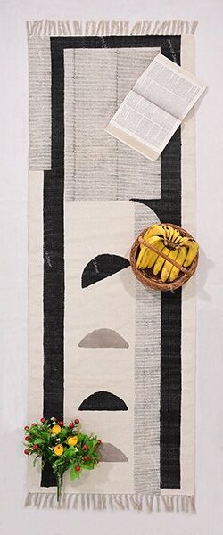 Geometric Pattern Rug  Outdoor Area Rug Black Gray Rug Kitchen Rug Handmade Cotton Rug