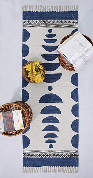 Dinning Area Rug Garden Area Rug Yoga Mat Rug Blue White Rug Gift For Mom