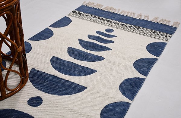 Dinning Area Rug Garden Area Rug Yoga Mat Rug Blue White Rug Gift For Mom - Image 2