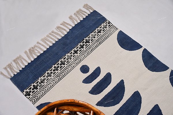 Dinning Area Rug Garden Area Rug Yoga Mat Rug Blue White Rug Gift For Mom - Image 4