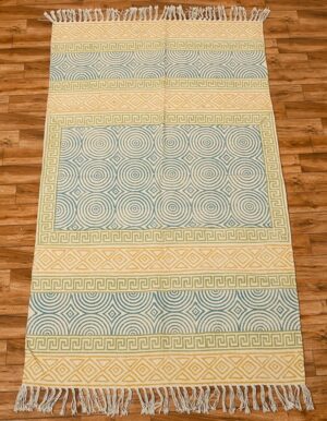 Living Area Rug Indoor Outdoor Area Rug Blue Orange Rug Flatweave Rug Bohemian Rug