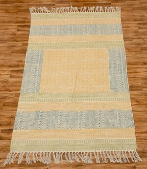 Block Printed Cotton Rug Multicolor Rug Kilim Rug Abstract Rug Patio decor rug Entryway Runner Rug