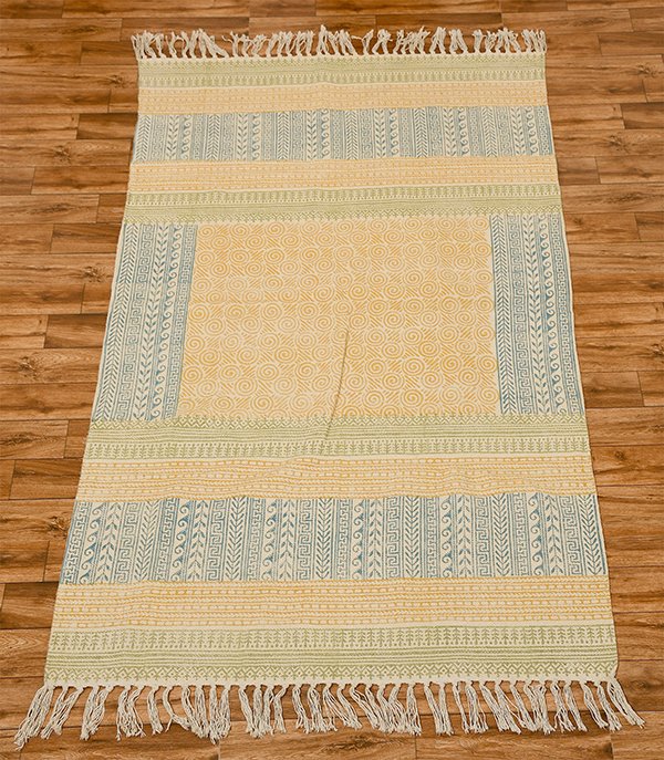 Block Printed Cotton Rug Multicolor Rug Kilim Rug Abstract Rug Patio decor rug Entryway Runner Rug