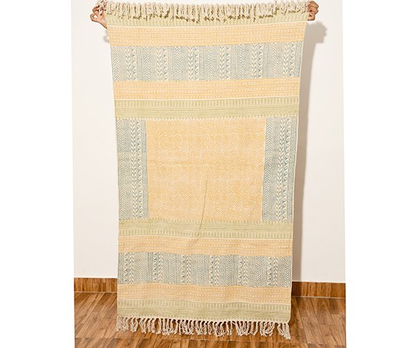 Block Printed Cotton Rug Multicolor Rug Kilim Rug Abstract Rug Patio decor rug Entryway Runner Rug - Image 3