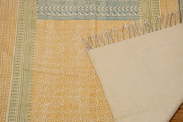 Block Printed Cotton Rug Multicolor Rug Kilim Rug Abstract Rug Patio decor rug Entryway Runner Rug - Image 4