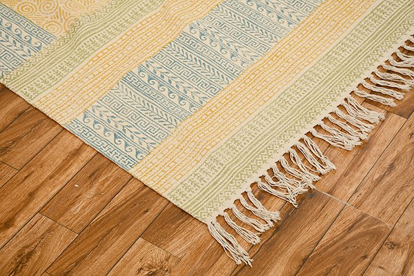 Block Printed Cotton Rug Multicolor Rug Kilim Rug Abstract Rug Patio decor rug Entryway Runner Rug - Image 5