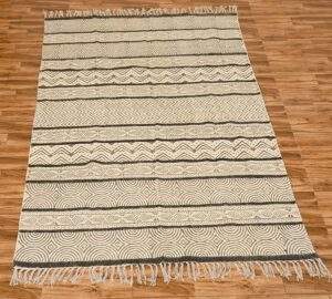 Hallway Area Rug Black Beige Rug, Rugs For Living Room Kids Moroccan Rug Geometric Rug Cotton Dhurrie
