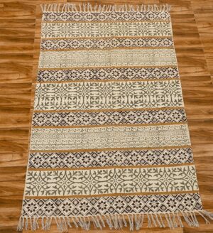 Brown Orange Rug Hand Block Printed Rug Yoga Mat Rug Cotton Throw Handmade Rug