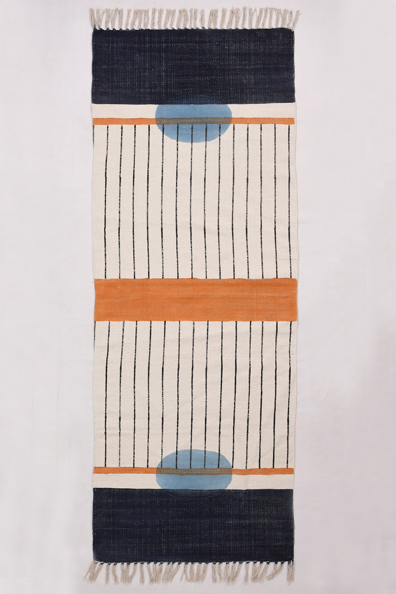 Handmade cotton block printed rug Blue Blue rug Living room rug home decor rug