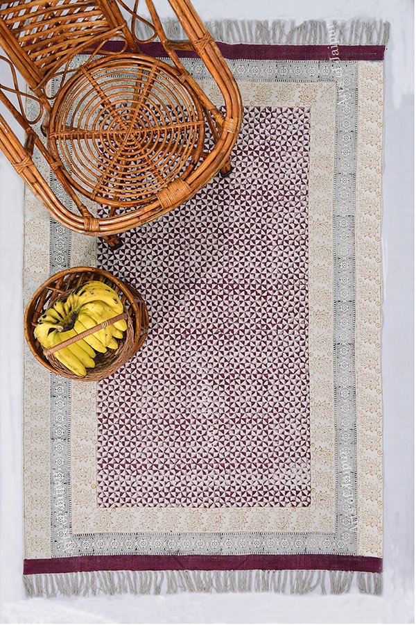 Cotton area rug Living room rug maroon yellow rug bedroom area rug dining room rug