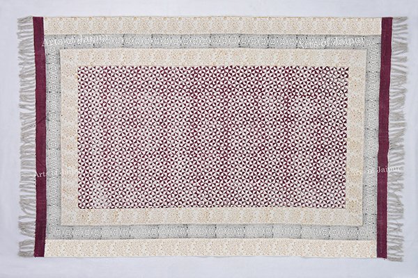 Cotton area rug Living room rug maroon yellow rug bedroom area rug dining room rug - Image 4