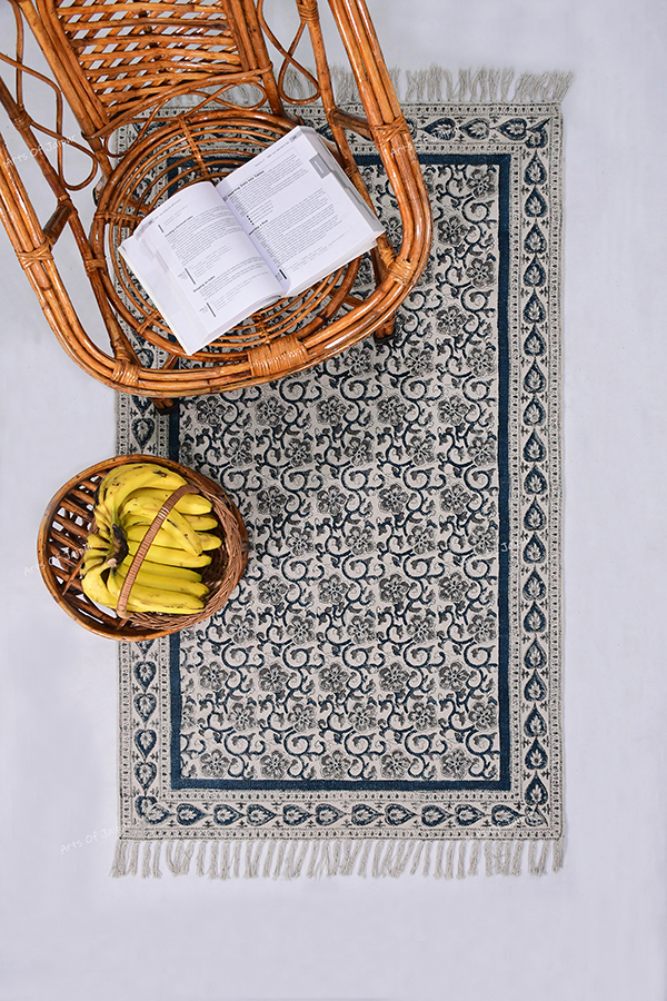 Green Beige Cotton Rug Living Area Rug Garden Area Rug Boho Décor Rug