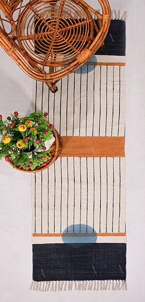 Handmade cotton block printed rug Blue Blue rug Living room rug home decor rug - Image 2