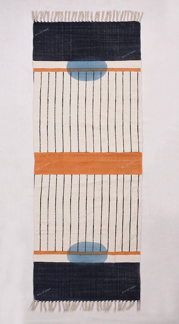 Handmade cotton block printed rug Blue Blue rug Living room rug home decor rug - Image 3