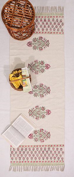 Handmade block printed cotton rug Pink rug rug Living room rug stair runner rug