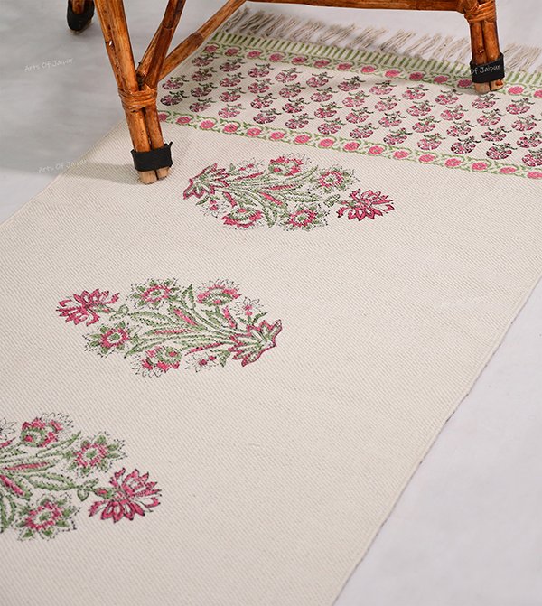 Handmade block printed cotton rug Pink rug rug Living room rug stair runner rug - Image 2