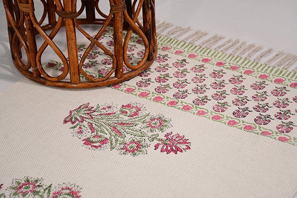 Handmade block printed cotton rug Pink rug rug Living room rug stair runner rug - Image 3