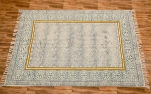 Handmade Cotton Rug Patio decor rug Hallway Rug Blue Color Rug Hand Washable Rug Geometric Pattern Rug