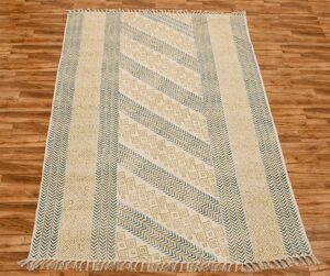 Indigo Blue Block Print Rug Welcome Mat Flatwoven Rug Patio decor rug Custom Area Rug