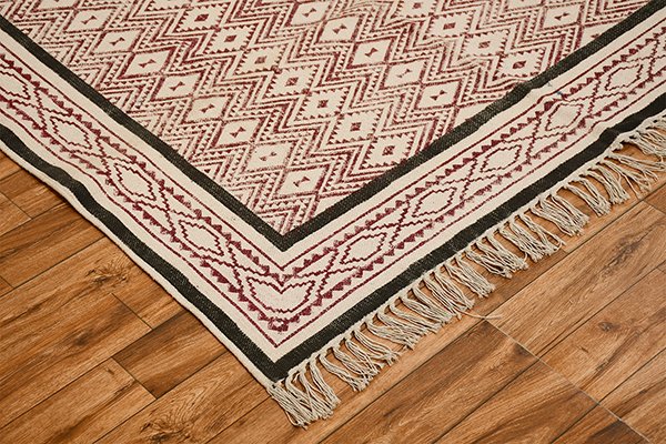 Block Printed Rug Decorative Rug Red Black Rug Farmhouse Rug Large Area Rug, Rug For Dining Room - Image 2