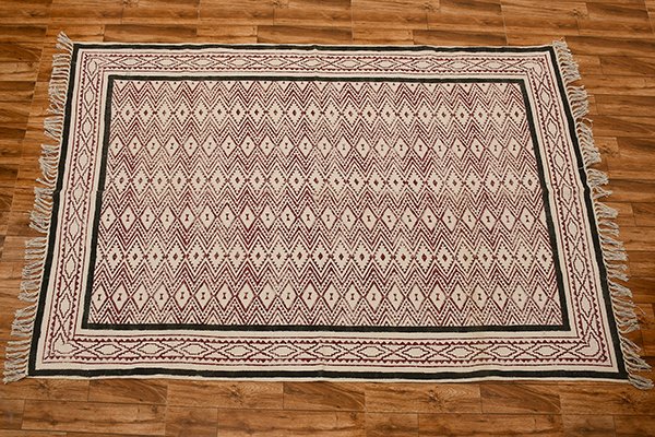 Block Printed Rug Decorative Rug Red Black Rug Farmhouse Rug Large Area Rug, Rug For Dining Room - Image 3