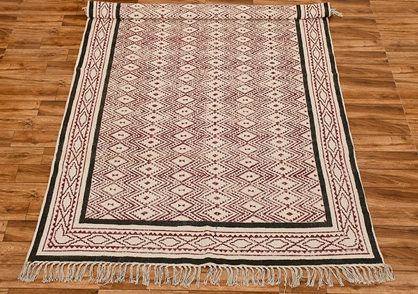 Block Printed Rug Decorative Rug Red Black Rug Farmhouse Rug Large Area Rug, Rug For Dining Room - Image 5