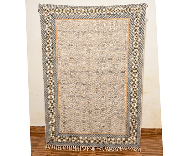 Indian Flat weaves Rug High Traffic Area Bedroom Bedside Runner Yellow Black Rug Minimalist Rug Cotton Rug - Image 3