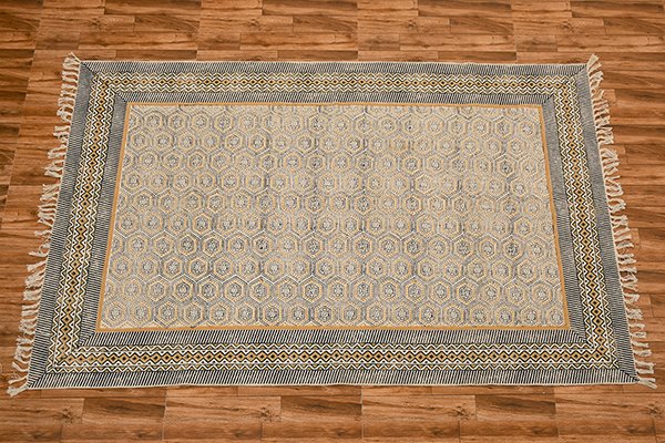 Indian Flat weaves Rug High Traffic Area Bedroom Bedside Runner Yellow Black Rug Minimalist Rug Cotton Rug - Image 4