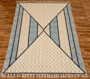 Yellow Blue Rug Entryway Rug Garden Area Rug Outdoor Indoor Rug Flatweave Rug Cotton Rug