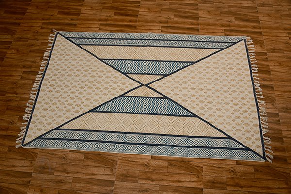 Yellow Blue Rug Entryway Rug Garden Area Rug Outdoor Indoor Rug Flatweave Rug Cotton Rug - Image 2
