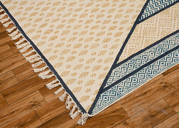 Yellow Blue Rug Entryway Rug Garden Area Rug Outdoor Indoor Rug Flatweave Rug Cotton Rug - Image 4