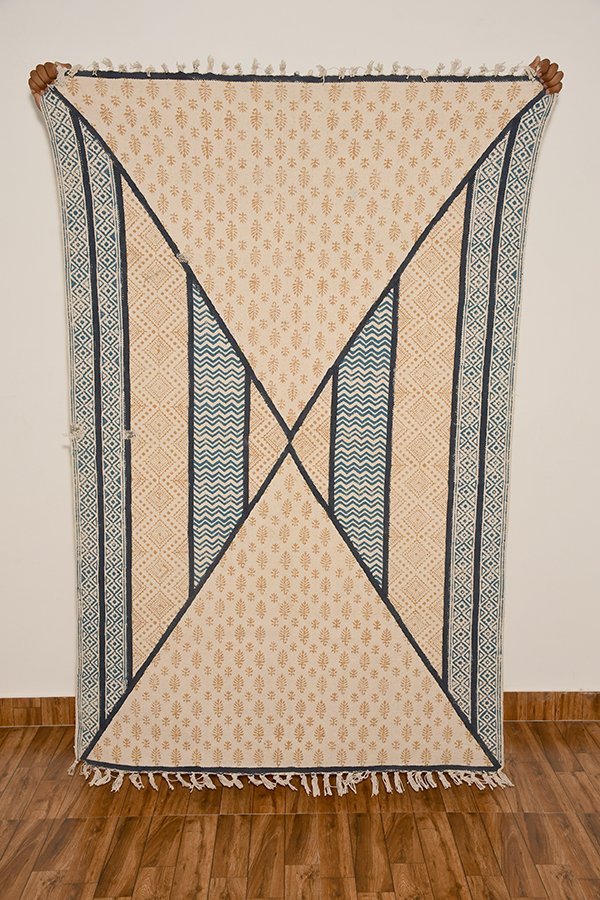 Yellow Blue Rug Entryway Rug Garden Area Rug Outdoor Indoor Rug Flatweave Rug Cotton Rug - Image 5