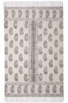 Hand Block Printed Cotton Black Rug