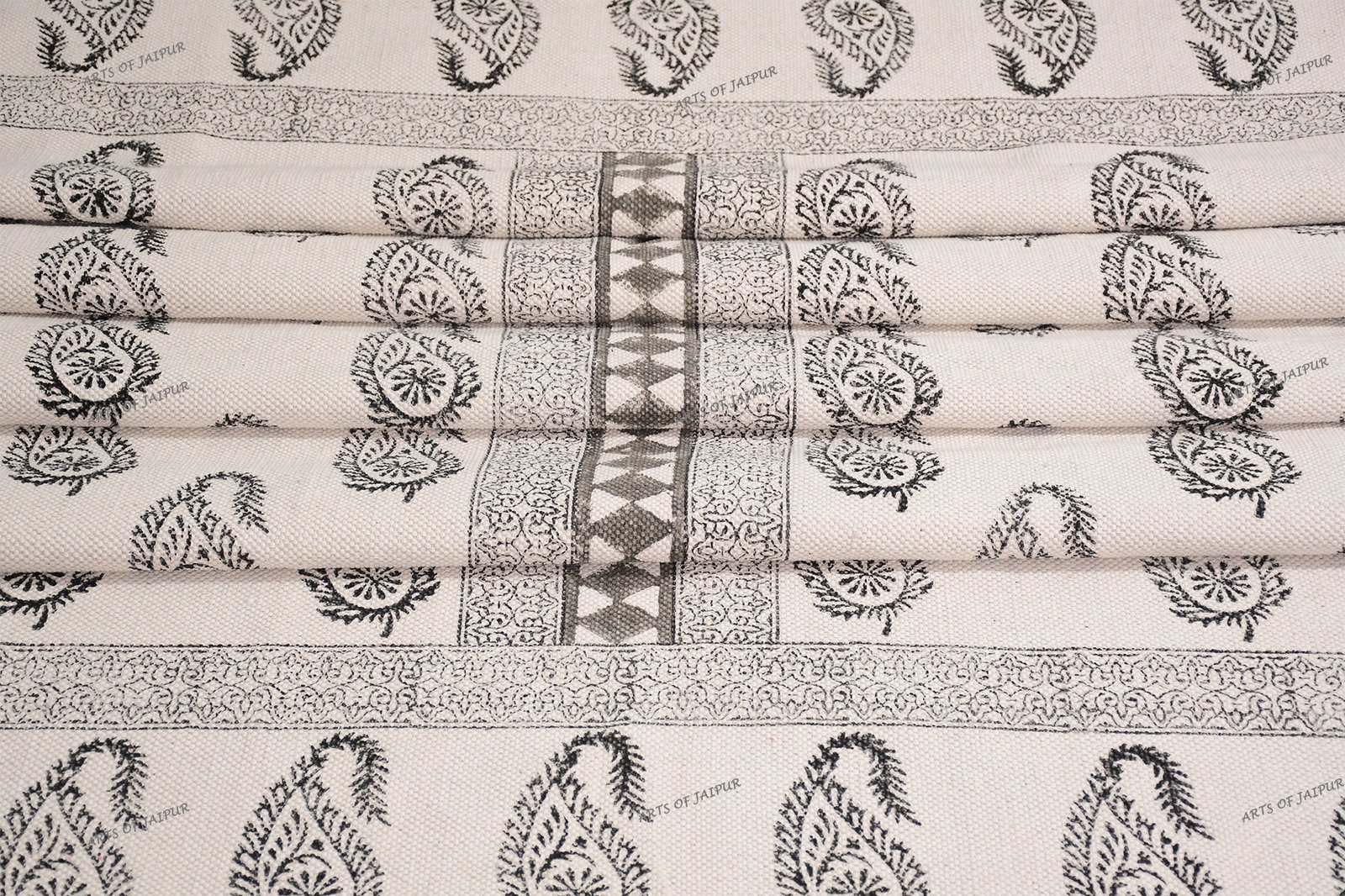 Handmade block printed cotton rug black white rug Living room rug area rug - Image 5