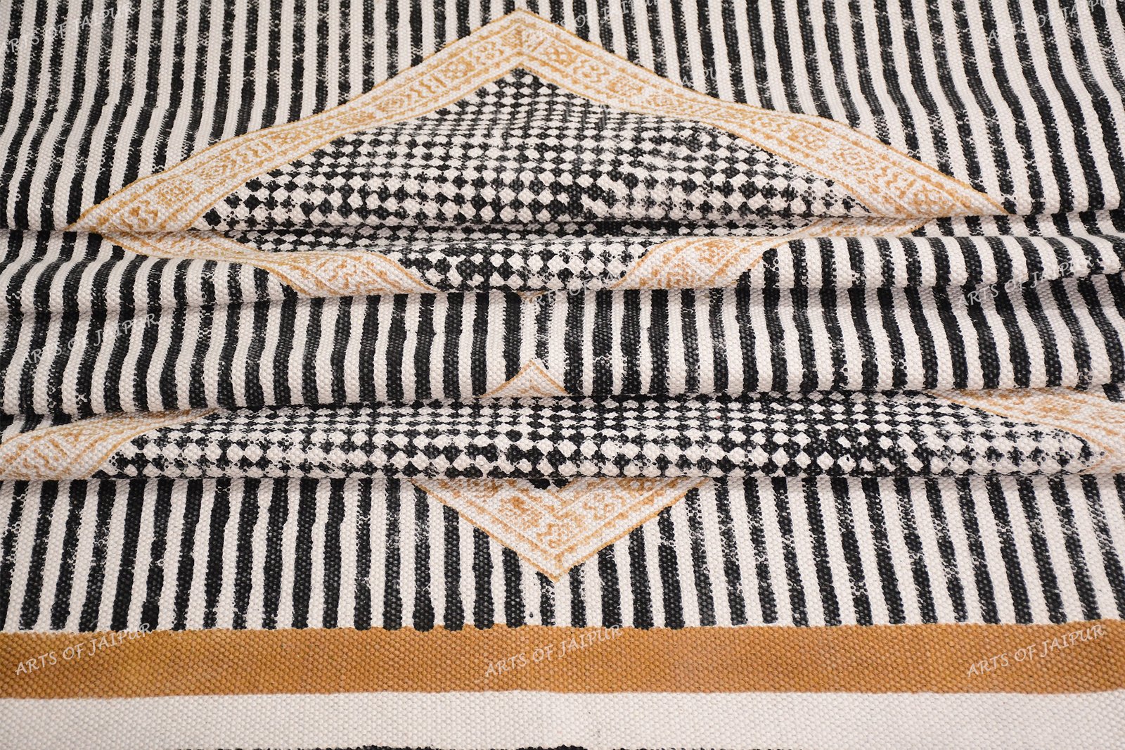 Handmade block printed cotton rug black brown rug Living room rug area rug - Image 4