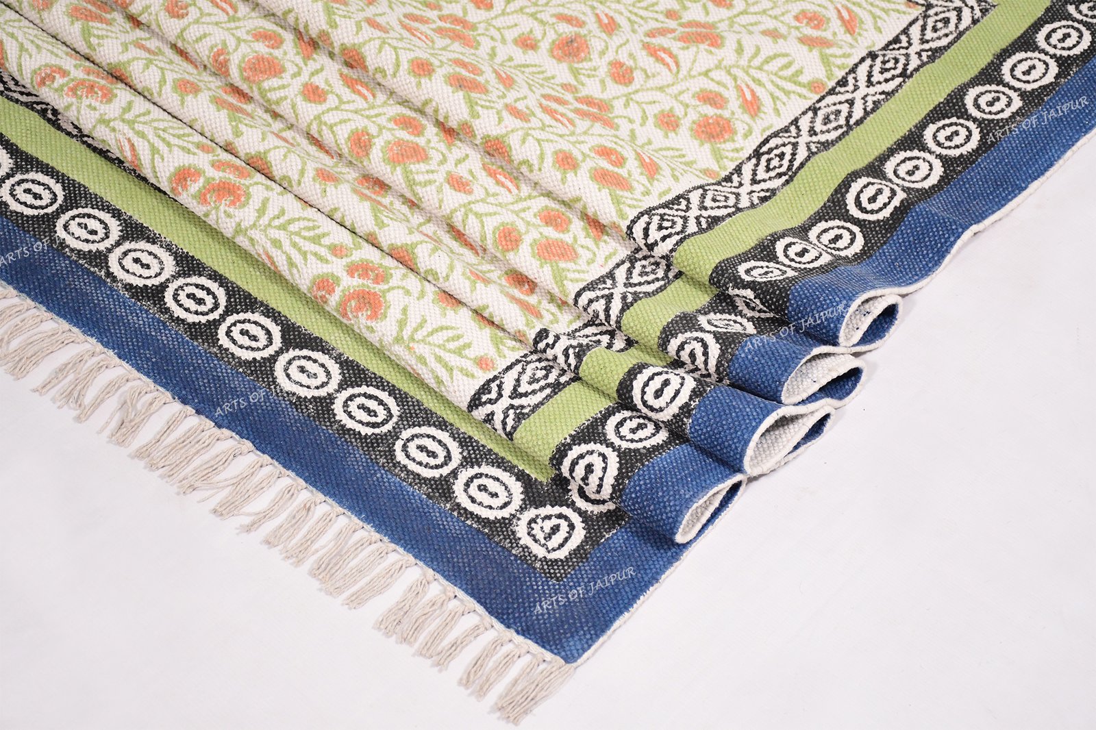 Handmade block printed cotton rug mulicolor rug living area rug area rug - Image 2